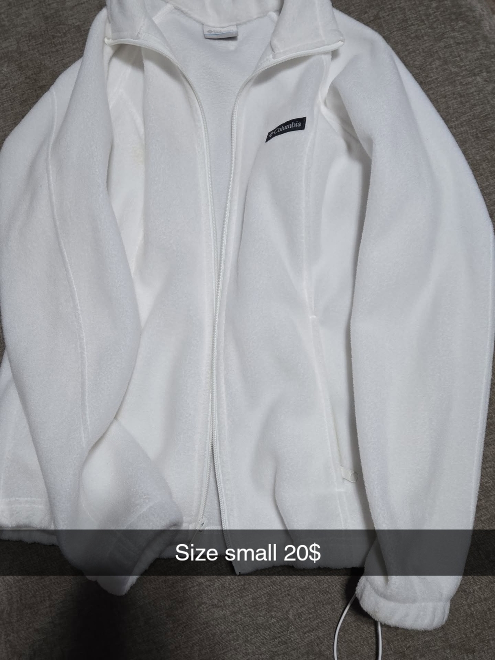 Columbia White Zip-Up Fleece Jacket